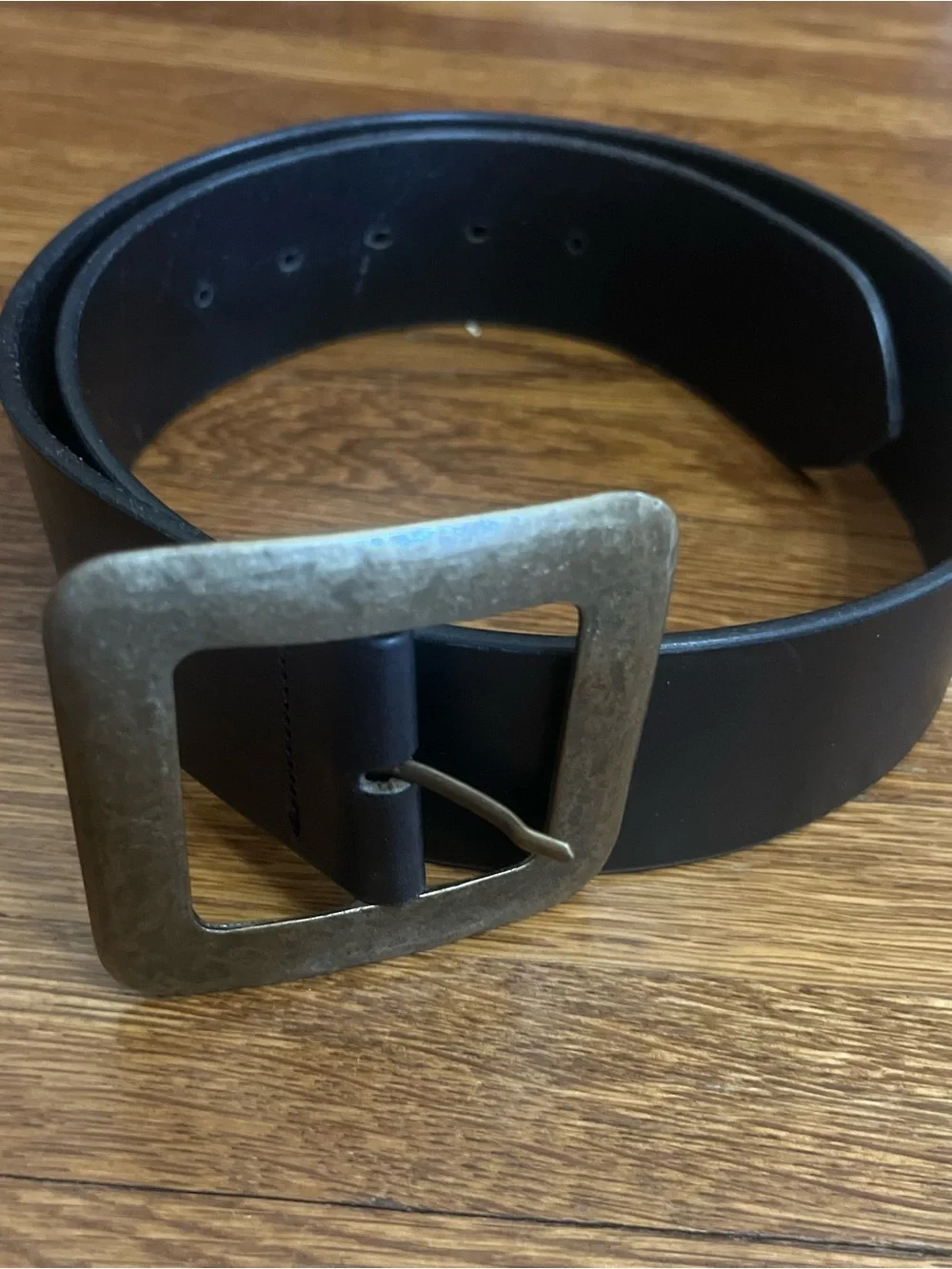 Harold’s Italy leather belt 29” - 34” black brass square buckle classic heritage